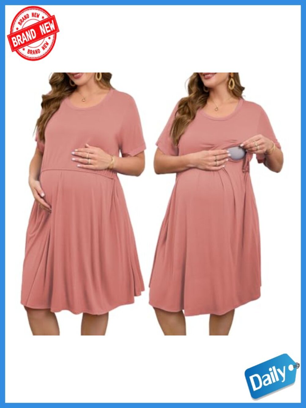 Plus Size Maternity Nursing Dress Labor Delivery Gown Nightgown Sleepwear